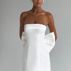 Baby boo Strapless White Dress with Bow